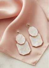 Load image into Gallery viewer, Gold-Plated Mother of Pearl Geometric Tiered Drop Earrings