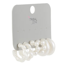 Load image into Gallery viewer, White &amp; Pearl Hoop Earring Set | 3-Pair Multipack