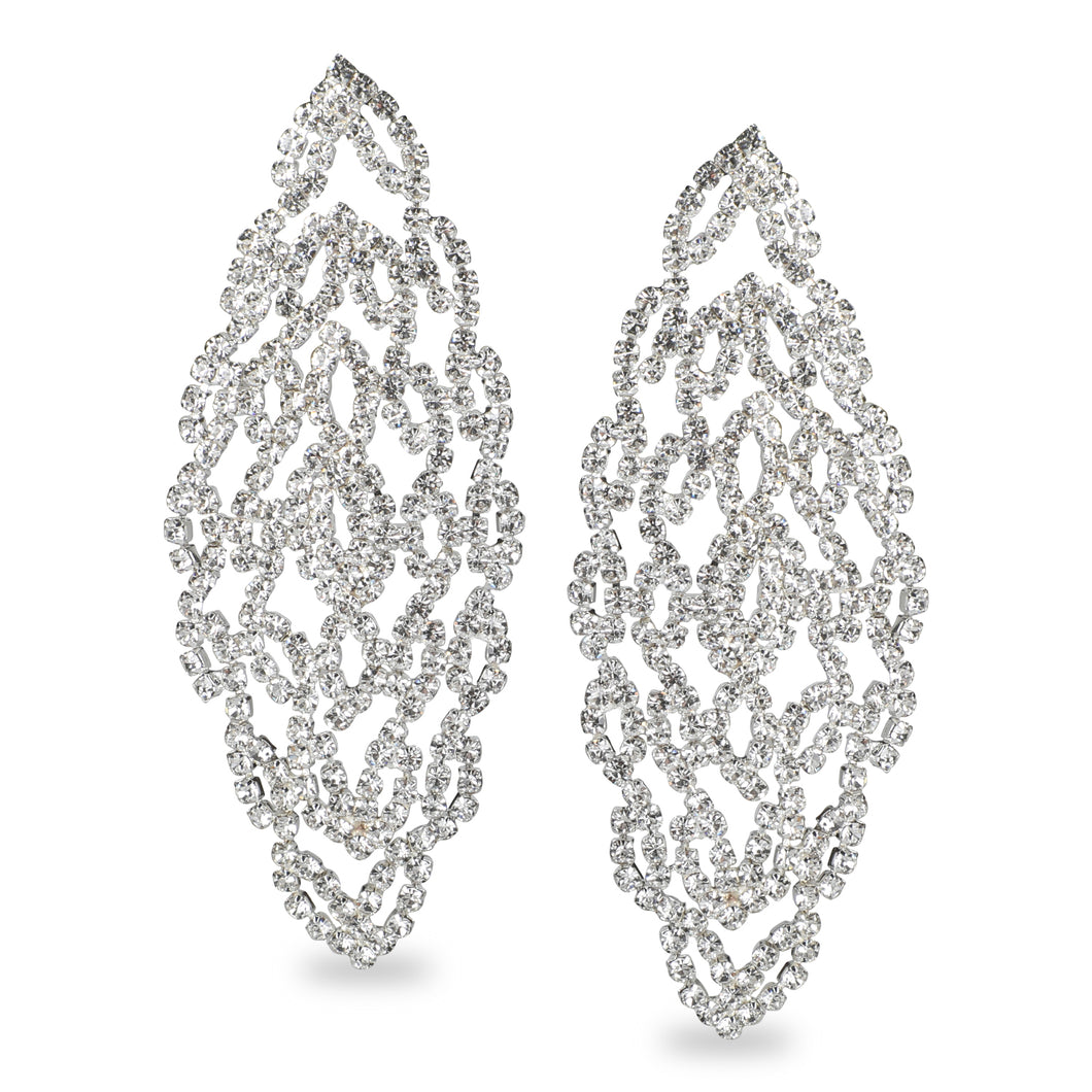 GLITTERING STUDDED LACE DESIGN PARTY EARRINGS