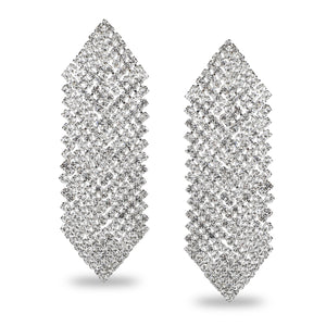 SPARKLING STUDDED LONG GEOMETRIC EARRINGS