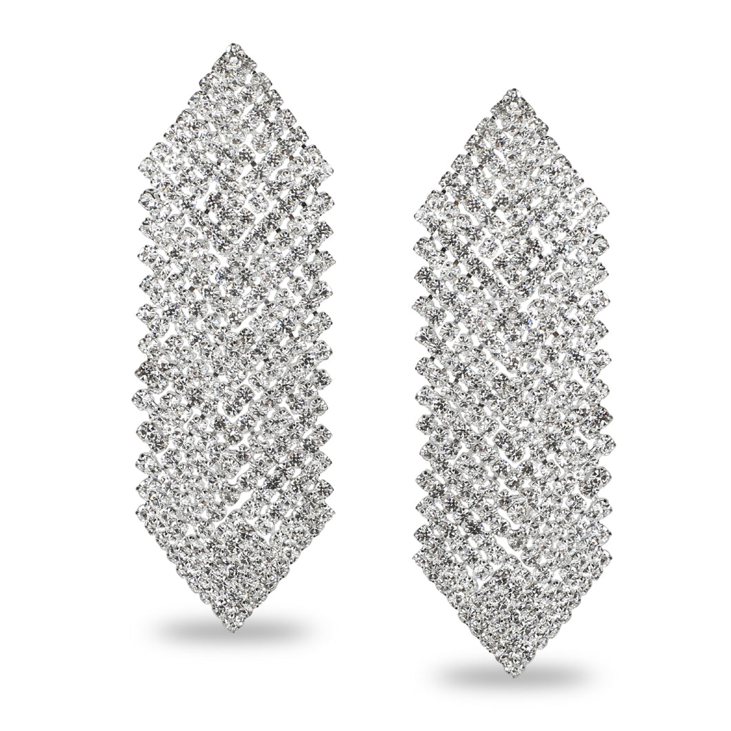 SPARKLING STUDDED LONG GEOMETRIC EARRINGS