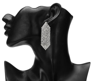 SPARKLING STUDDED LONG GEOMETRIC EARRINGS