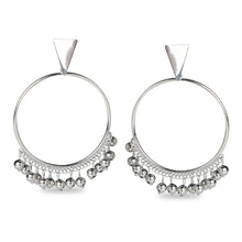Load image into Gallery viewer, CLASSIC SILVER HOOPS WITH METAL BEAD DANGLERS