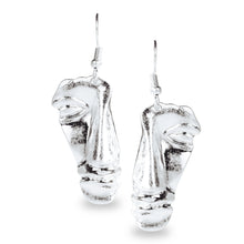 Load image into Gallery viewer, DESIGNER FACE SHAPED SOLID SILVER DROP EARRINGS