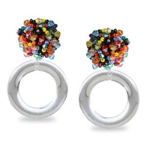 MULTICOLORED STUD AND RING DROP EARRINGS