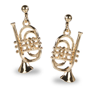 TRUMPET SHAPED GOLD DROP EARRINGS