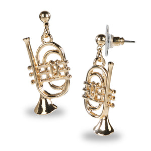 TRUMPET SHAPED GOLD DROP EARRINGS