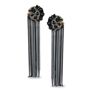 METAL TASSEL WITH STUD, LONG EARRINGS