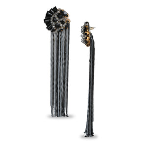 METAL TASSEL WITH STUD, LONG EARRINGS