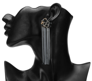 METAL TASSEL WITH STUD, LONG EARRINGS