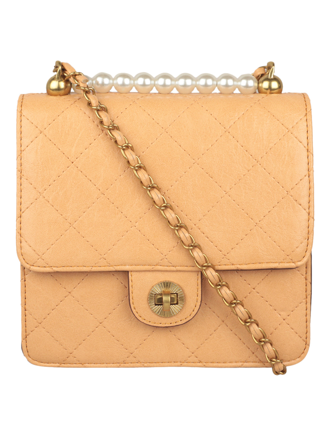 APRICOT SLING BACK WITH GOLD CHAIN
