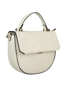 WHITE SLING BAG WITH RAINBOW STRAP