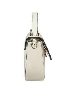 WHITE SLING BAG WITH RAINBOW STRAP