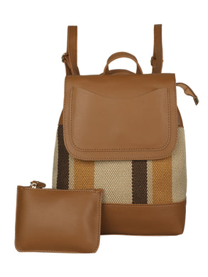 CAMEL STRIPED WOMENS BACKPACK