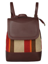 Load image into Gallery viewer, BURGUNDY STRIPED WOMENS BACKPACK