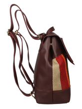 Load image into Gallery viewer, BURGUNDY STRIPED WOMENS BACKPACK
