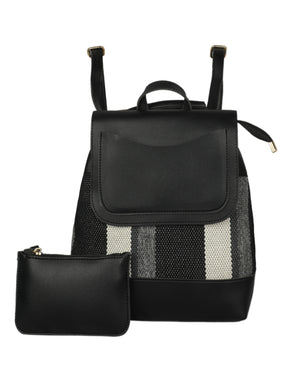 BLACK STRIPED WOMENS BACKPACK