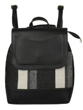 Load image into Gallery viewer, BLACK STRIPED WOMENS BACKPACK