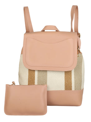 PINK STRIPED WOMENS BACKPACK