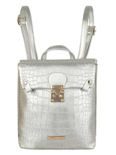 Load image into Gallery viewer, SILVER CROC FINISH WOMENS BACKPACK WITH FLAP