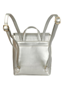 SILVER CROC FINISH WOMENS BACKPACK WITH FLAP