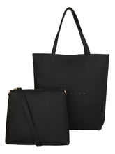 Load image into Gallery viewer, BLACK TOTE BAG WITH A POUCH