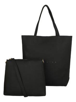 BLACK TOTE BAG WITH A POUCH