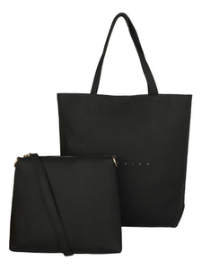 2 IN 1 BLACK WOMENS TOTE BAG