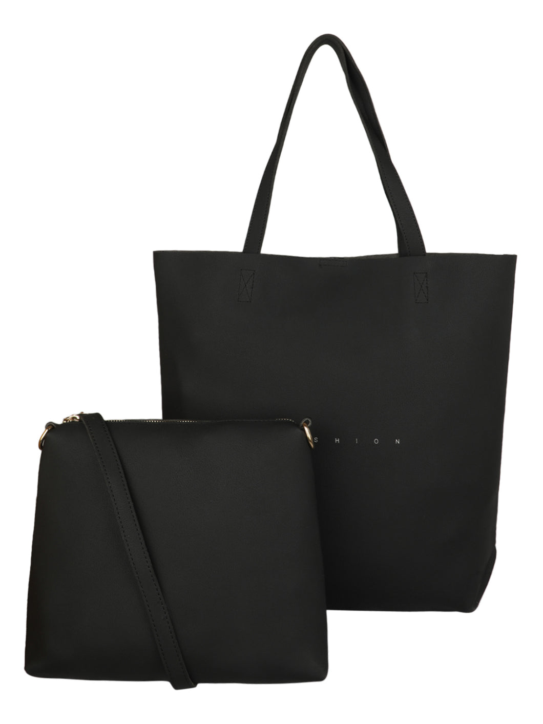 2 IN 1 BLACK WOMENS TOTE BAG