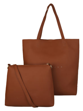 2 IN 1BROWN WOMENS TOTE BAG