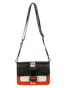 A SUPER CHIC RED AND BLACK SLING BAG