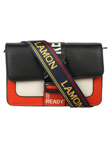 A SUPER CHIC RED AND BLACK SLING BAG