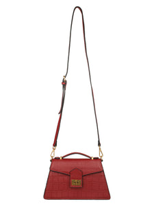 TEXTURED CROC RED LEATHER FORMAL SLING