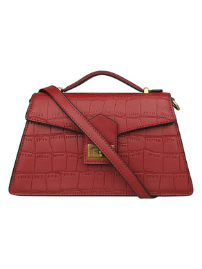 TEXTURED CROC RED LEATHER FORMAL SLING