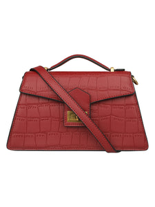 TEXTURED CROC RED LEATHER FORMAL SLING