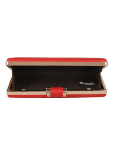 SIMPLE RED ELEGANT CLUTCH WITH LONG CHAIN