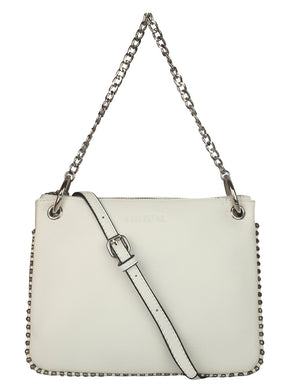 SHORT CHAINED WHITE SLING BAG