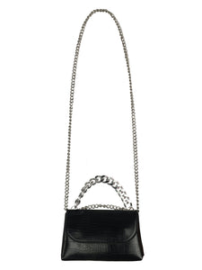 CHIC TINY BLACK SLING BAG WITH METAL CHAIN HANDLE