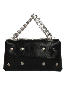 CHIC TINY BLACK SLING BAG WITH METAL CHAIN HANDLE