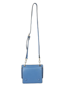 CONTRASTING  BLUE AND TAN SHADED SLING BAG