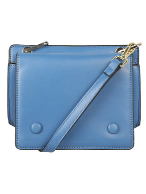 CONTRASTING  BLUE AND TAN SHADED SLING BAG