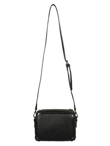BLACK SLING BAG WITH SILVER HANDLE