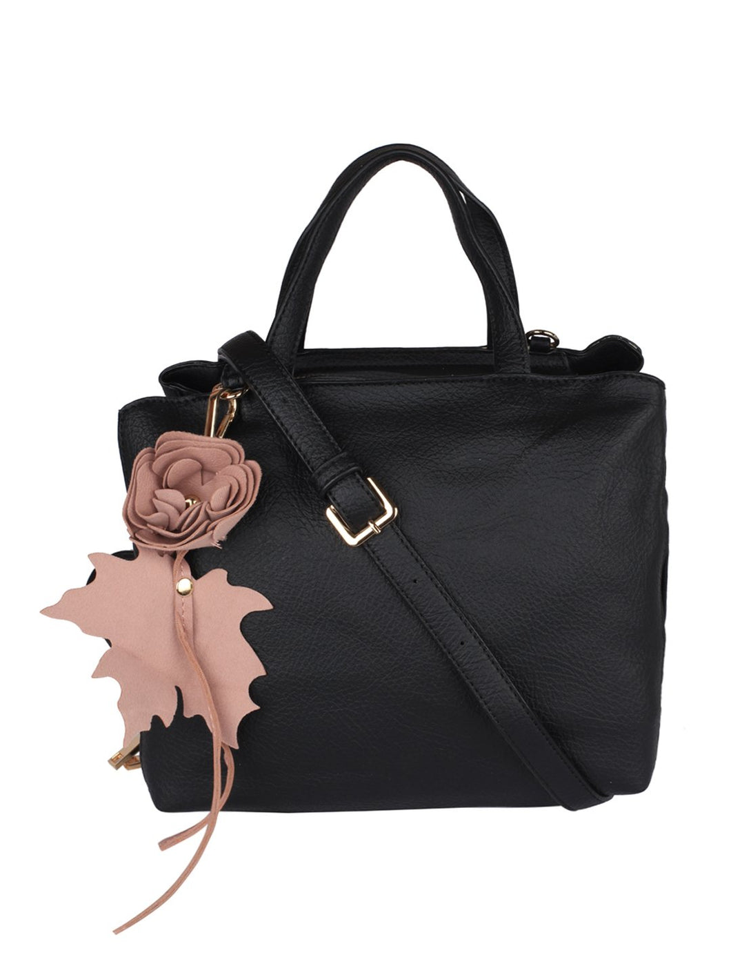 Flower Detail Handbag-Black