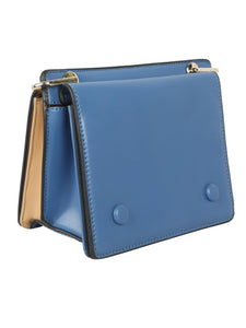CONTRASTING  BLUE AND TAN SHADED SLING BAG
