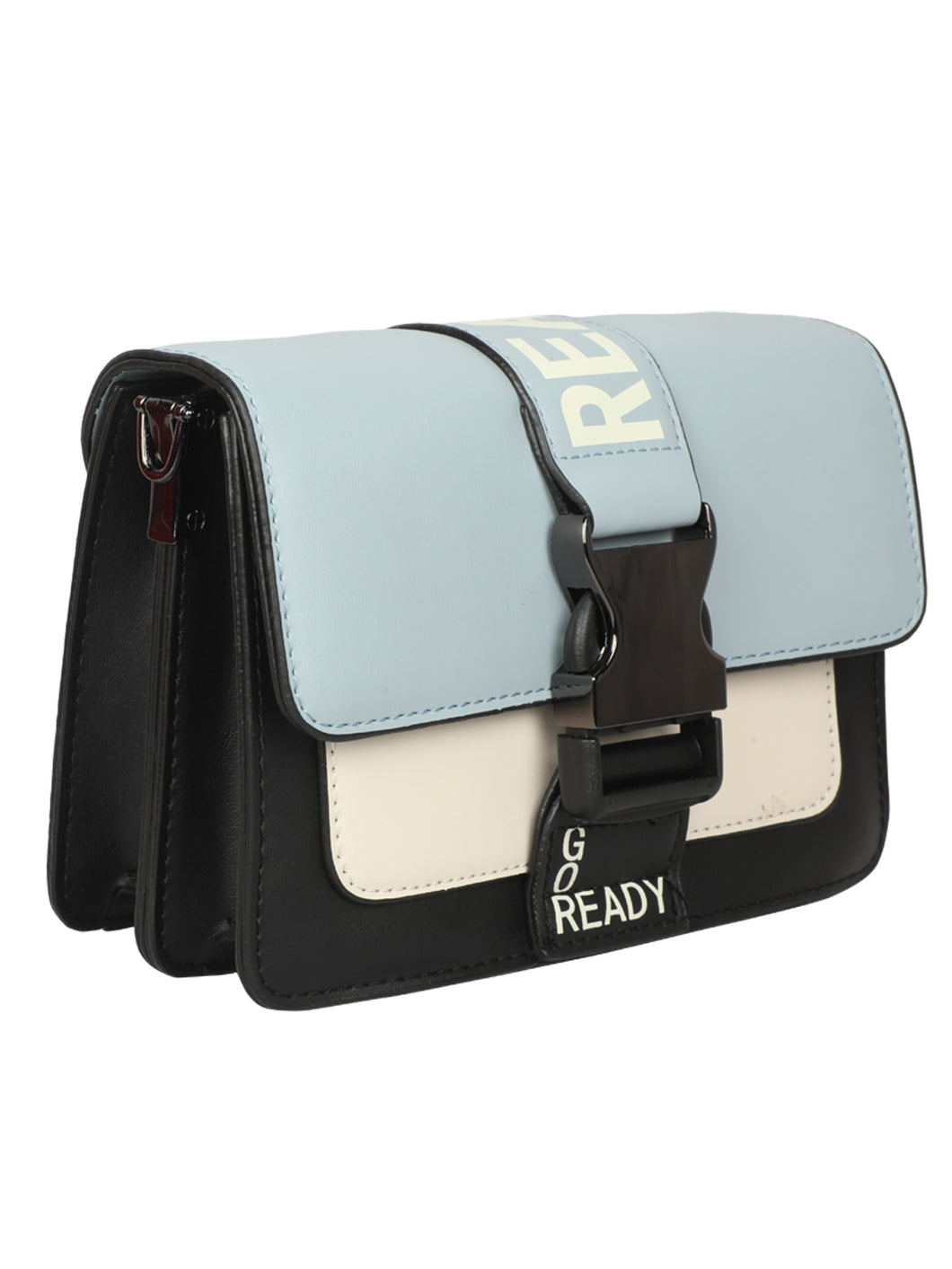 GLAM SKY BLUE SLING BAG WITH LOCK BUCKLE