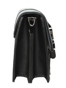 A SUPER CHIC SKY BLUE AND BLACK SLING BAG