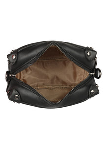 BLACK SLING BAG WITH SILVER HANDLE