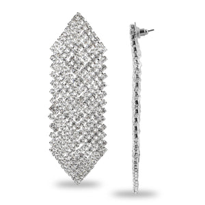 SPARKLING STUDDED LONG GEOMETRIC EARRINGS