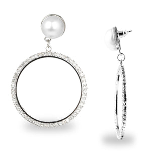 CIRCULAR DANGLING EARRING WITH ZIRCON STONES