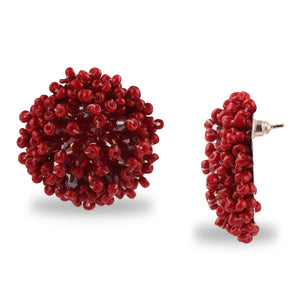 SET OF 3 STUDS BURGUNDY